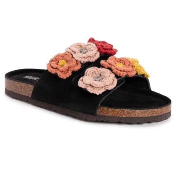 Muk Luks Shoes - MUK LUKS Black Flora Terra Turf Suede Slide NIB